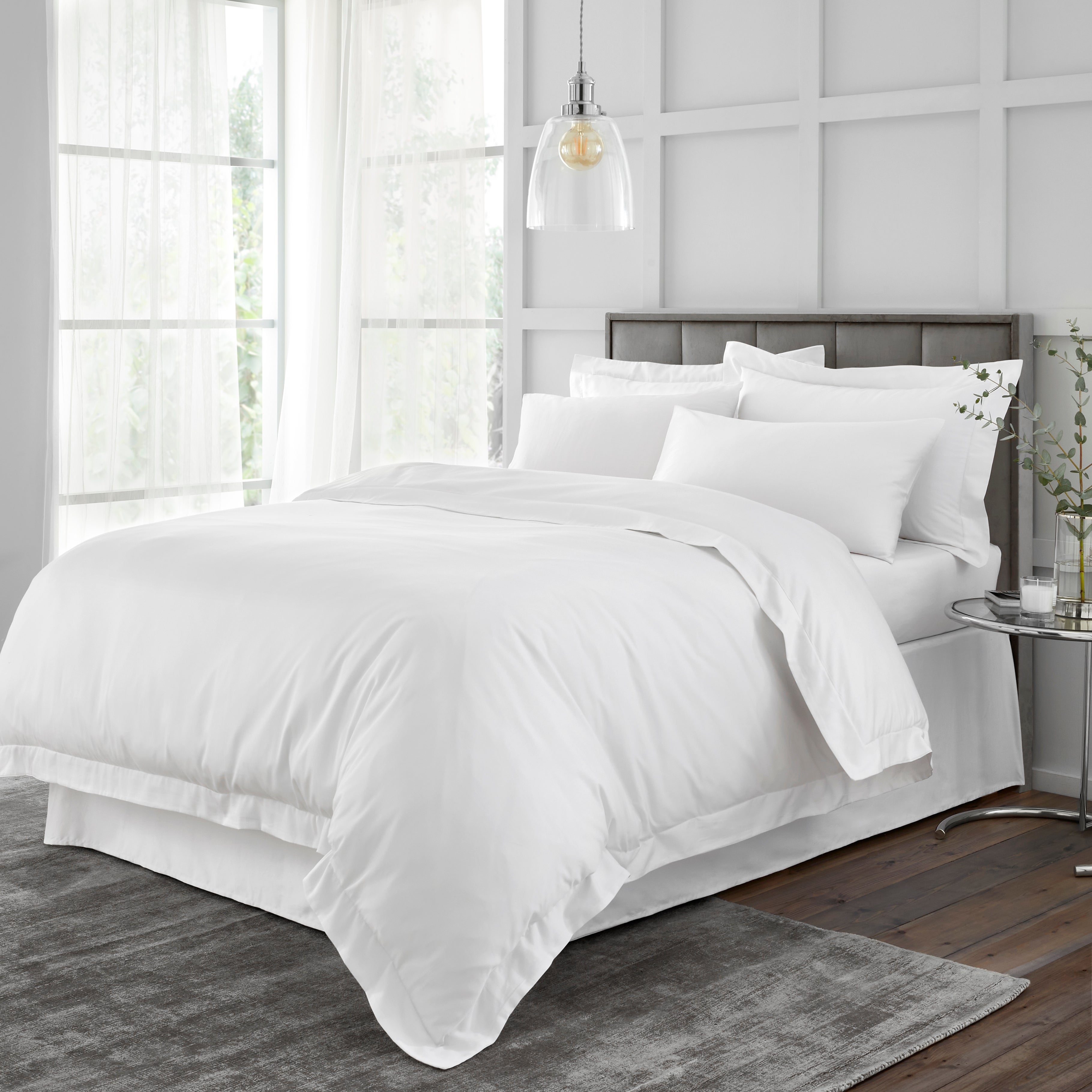 Hotel Cotton 230 Thread Count Sateen White Duvet Cover | Dunelm