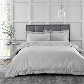 Hotel Cotton 230 Thread Count Sateen Silver Duvet Cover