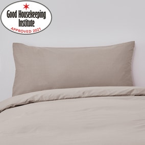Non Iron Plain Dye Natural Large Standard Pillowcase Pair