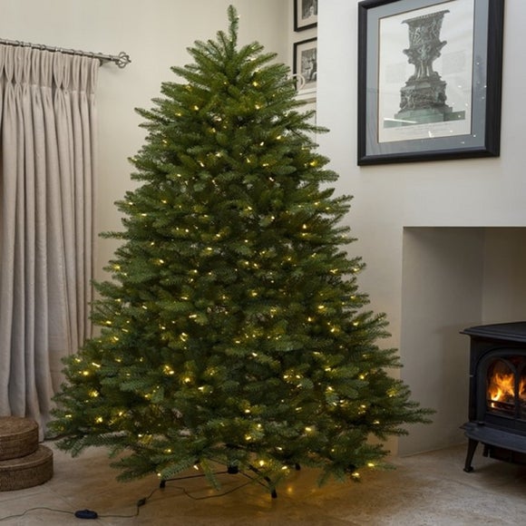 6ft Pre-Lit Fir Hinged Christmas Tree