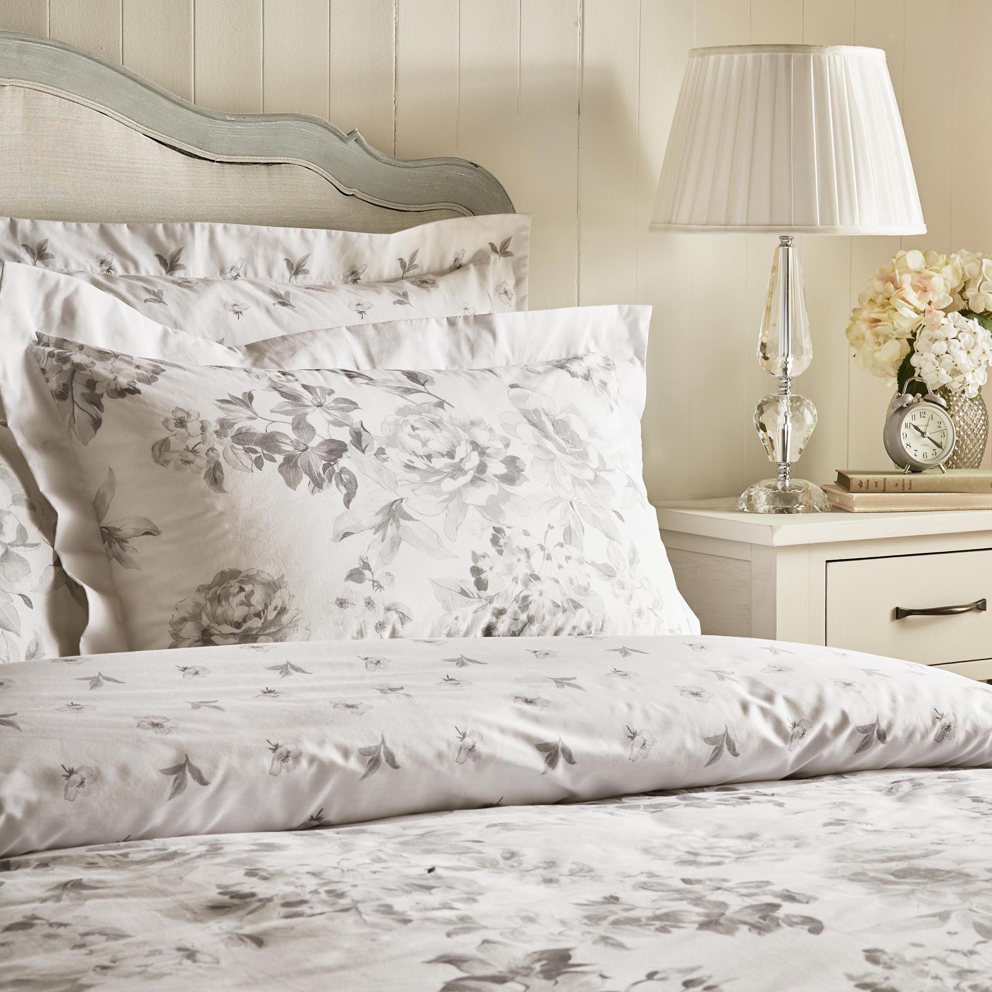 Holly Willoughby Tamsin Grey 100% Cotton Reversible Duvet Cover and ...