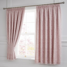 Serene Blossom Blush 3" Pencil Pleat Curtains