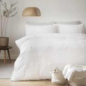 Appletree Dot White 100% Cotton Duvet Cover and Pillowcase Set