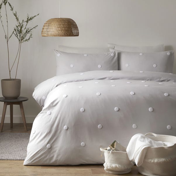 Appletree Dot Silver 100% Cotton Duvet Cover and Pillowcase Set  undefined