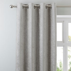 Chenille Silver Blackout Thermal Eyelet Curtains