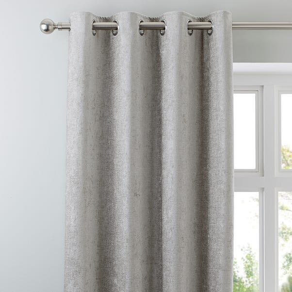 Chenille Silver Eyelet Curtains  undefined