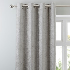 Chenille Silver Eyelet Curtains