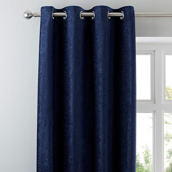 Chenille Navy Eyelet Curtains Dunelm Chenille Navy Eyelet Curtains Dunelm, Royal Navy Blue Velvet Curtains