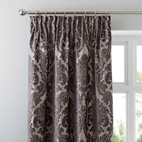 Versailles Charcoal Pencil Pleat Curtains  undefined