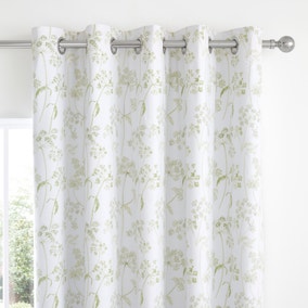 Felicity White Floral Blackout Eyelet Curtains