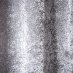 Crushed Velour Silver Eyelet Curtains