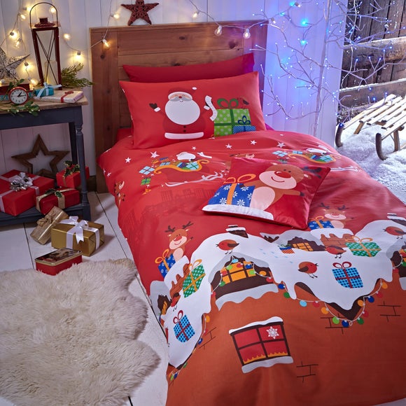 Catherine Lansfield Santas Christmas Presents Duvet Cover And Pillowcase Set