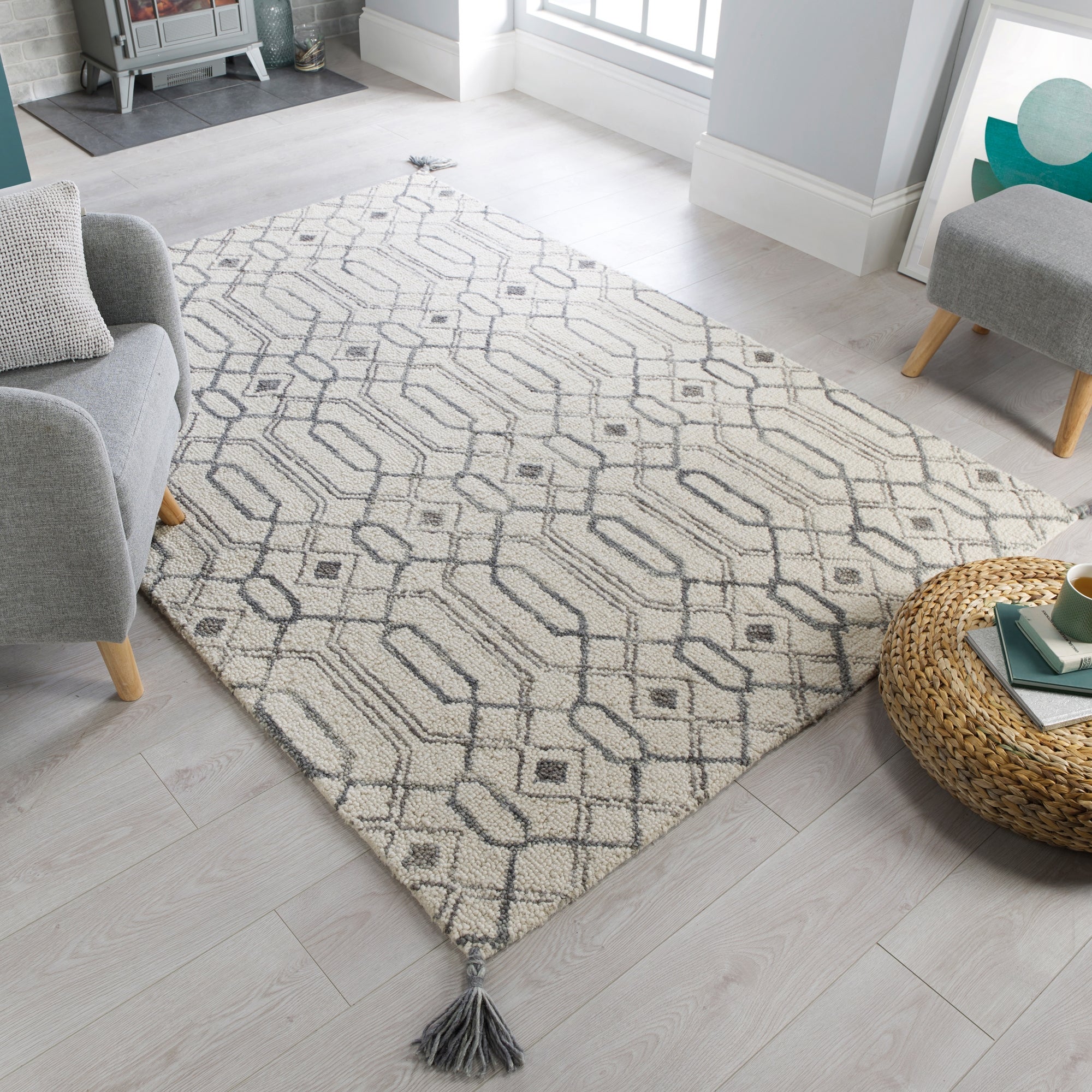 Pietro Geometric Rug Beige And Blue