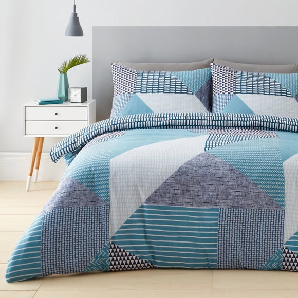 Catherine Lansfield Larsson Geo Teal Duvet Covers Blue Quilt Cover Bedding Sets 