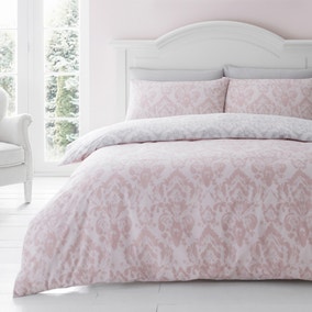 Catherine Lansfield Damask Blush Duvet Cover and Pillowcase Set