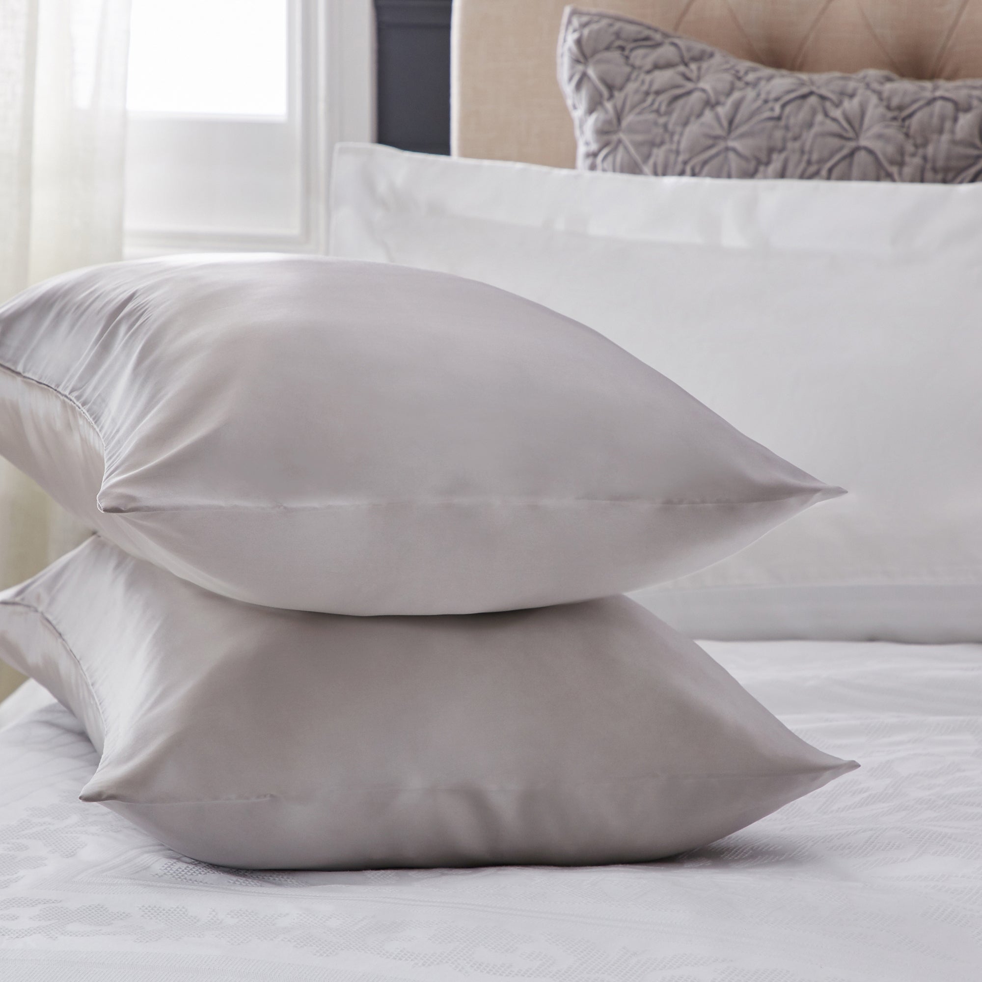 Dorma Silver Silk Pillowcase | Dunelm