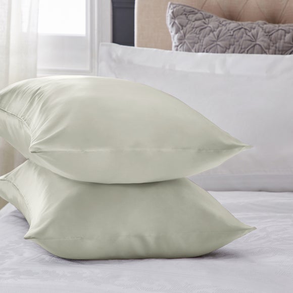 Dorma grey satin stripe pair of housewife pillowcases 