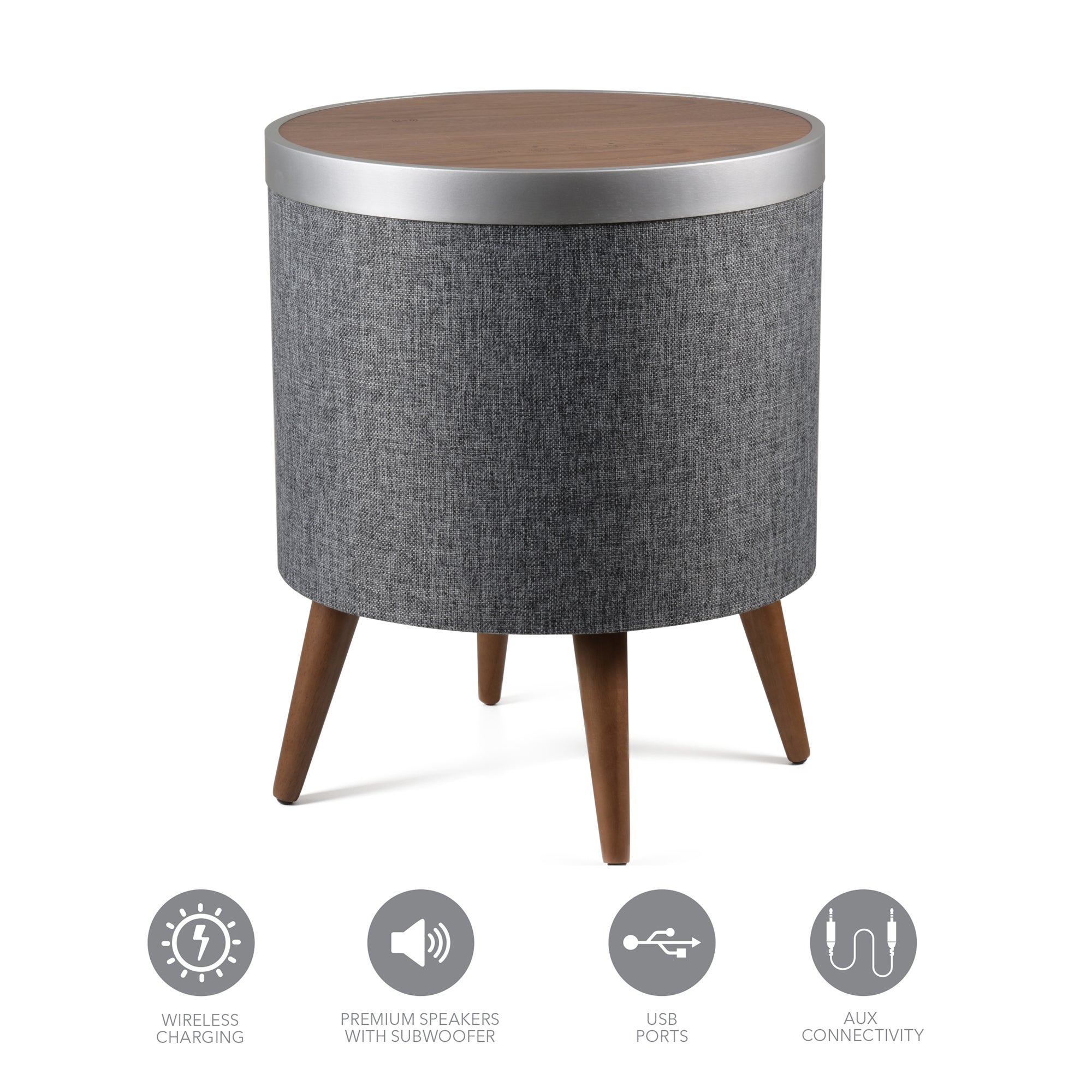 Zain Smart Side Table Grey and Brown