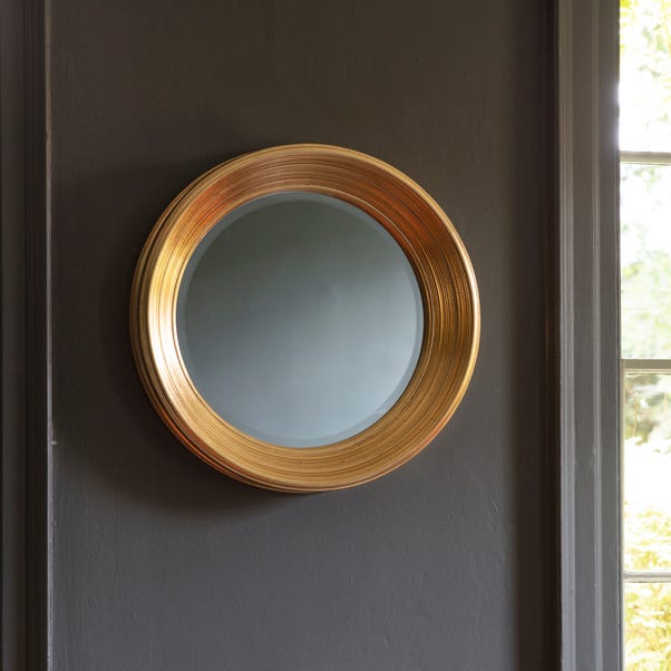 Dudley Round Wall Mirror Gold, 65cm Gold