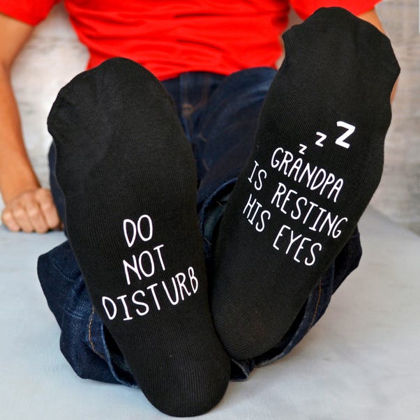 Do Not Disturb Grandad is Resting Eyes Novelty Socks Black