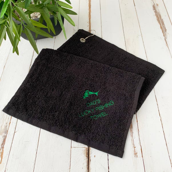 Dad's Lucky Fishing Towel Black undefined