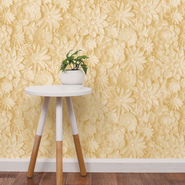 Dimensions Yellow Floral 3D Wallpaper image 1 of 1