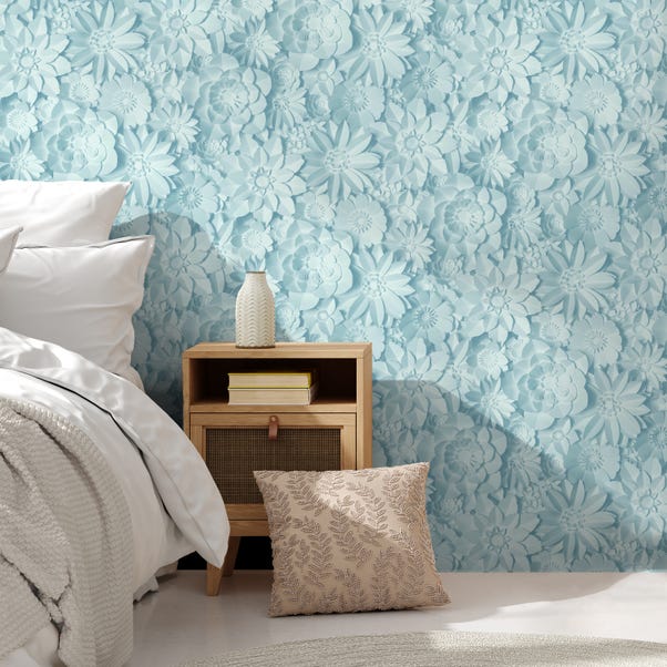 Dimensions Teal Floral 3D Wallpaper image 1 of 1