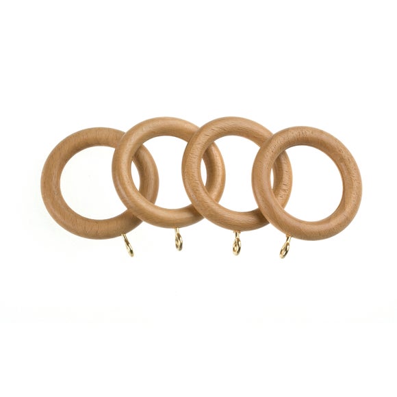 Universal Pack of 4 35mm Wooden Curtain Rings Dunelm