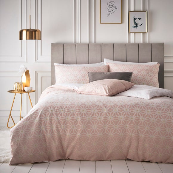 Furn Tessellate Geometric Blush Reversible Duvet Cover And Pillowcase Set