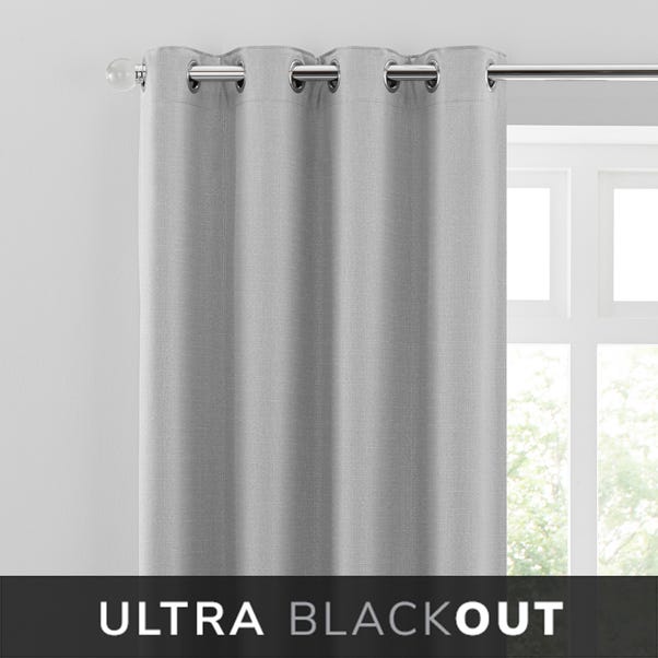 Blackout Ultra Grey Eyelet Curtains, Light Grey Curtains Bedroom