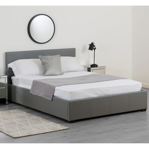 Grey faux deals leather double bed