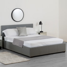 Waverley Grey Faux Leather Ottoman Bed