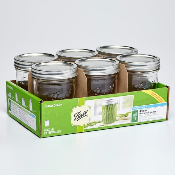 Pack of 6 Ball Mason 490ml Wide Mouth Preserving Jars image 1 of 2