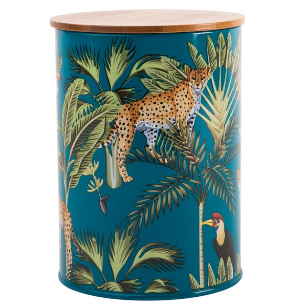 Teal Madagascar Cheetah Kitchen Canister image 1 of 2