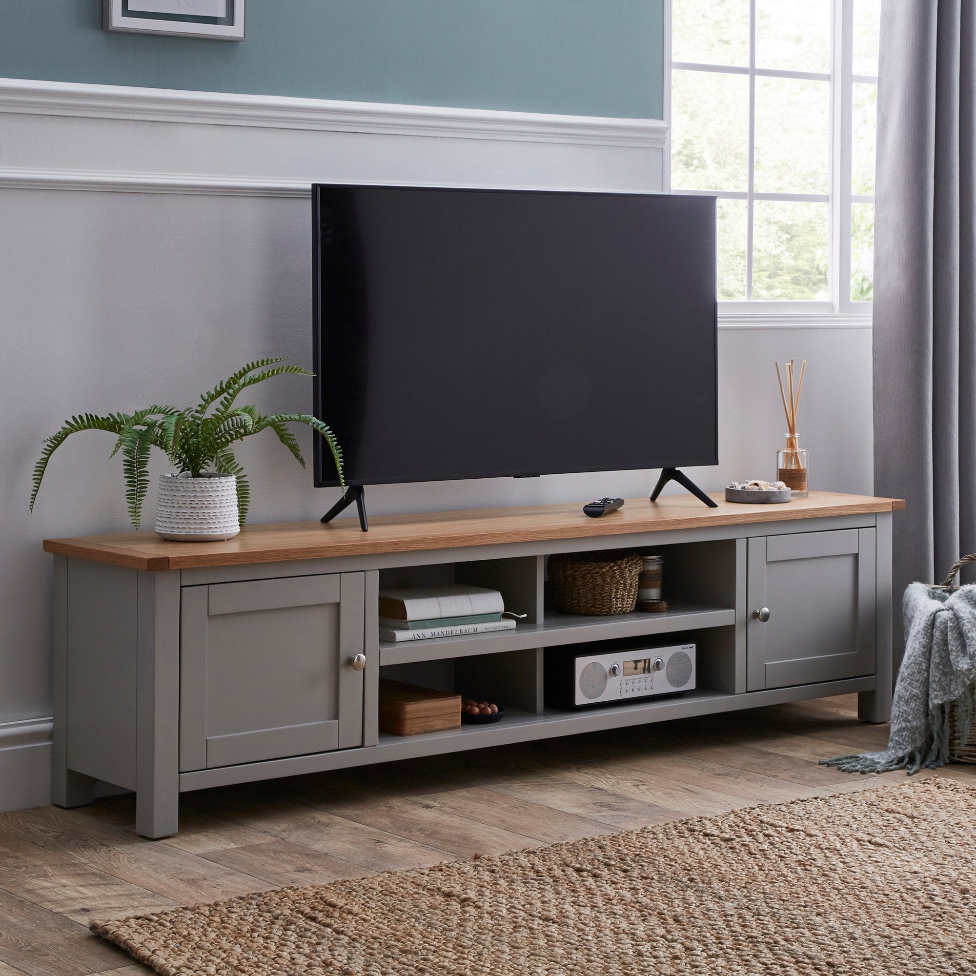 Bromley Grey Extra Wide TV Stand Dunelm