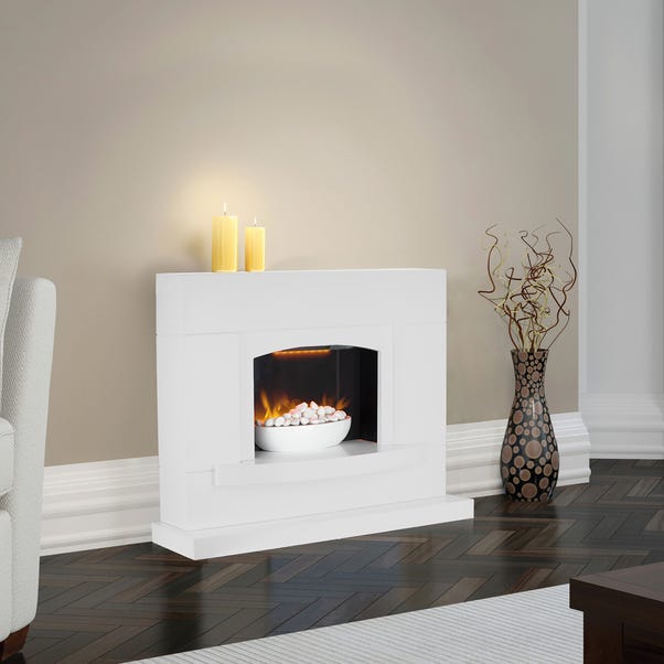 1800W Oxford Pebble White Fireplace Suite image 1 of 5
