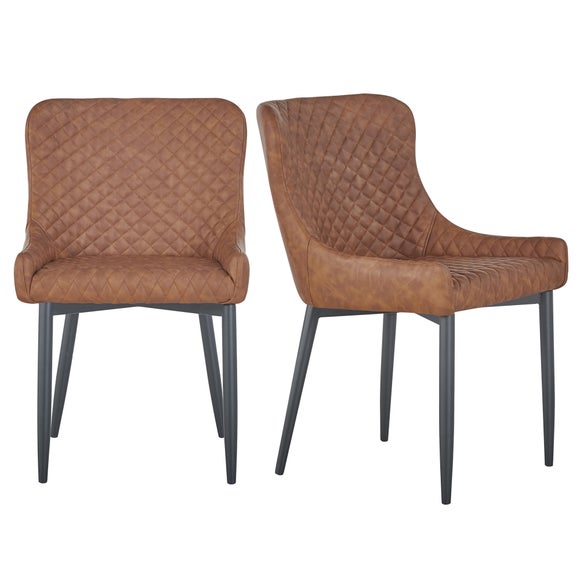 Montreal Set Of 2 Dining Chairs Faux Leather Brown