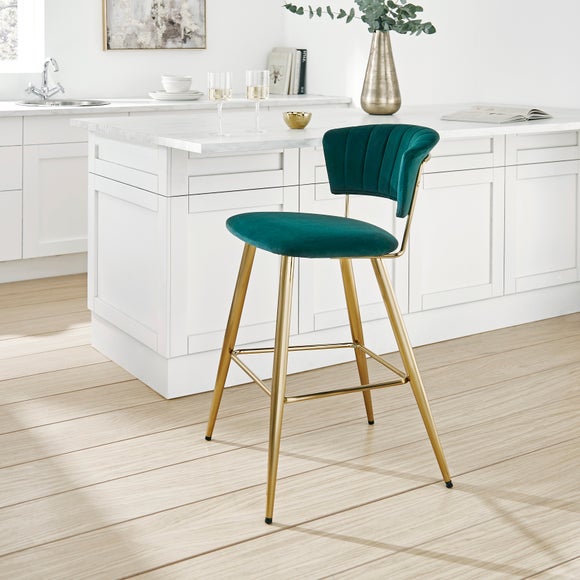 Kendall Velvet Bar Stool Dunelm