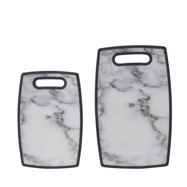 Set of 2 Marble Effect Chopping Boards Grey