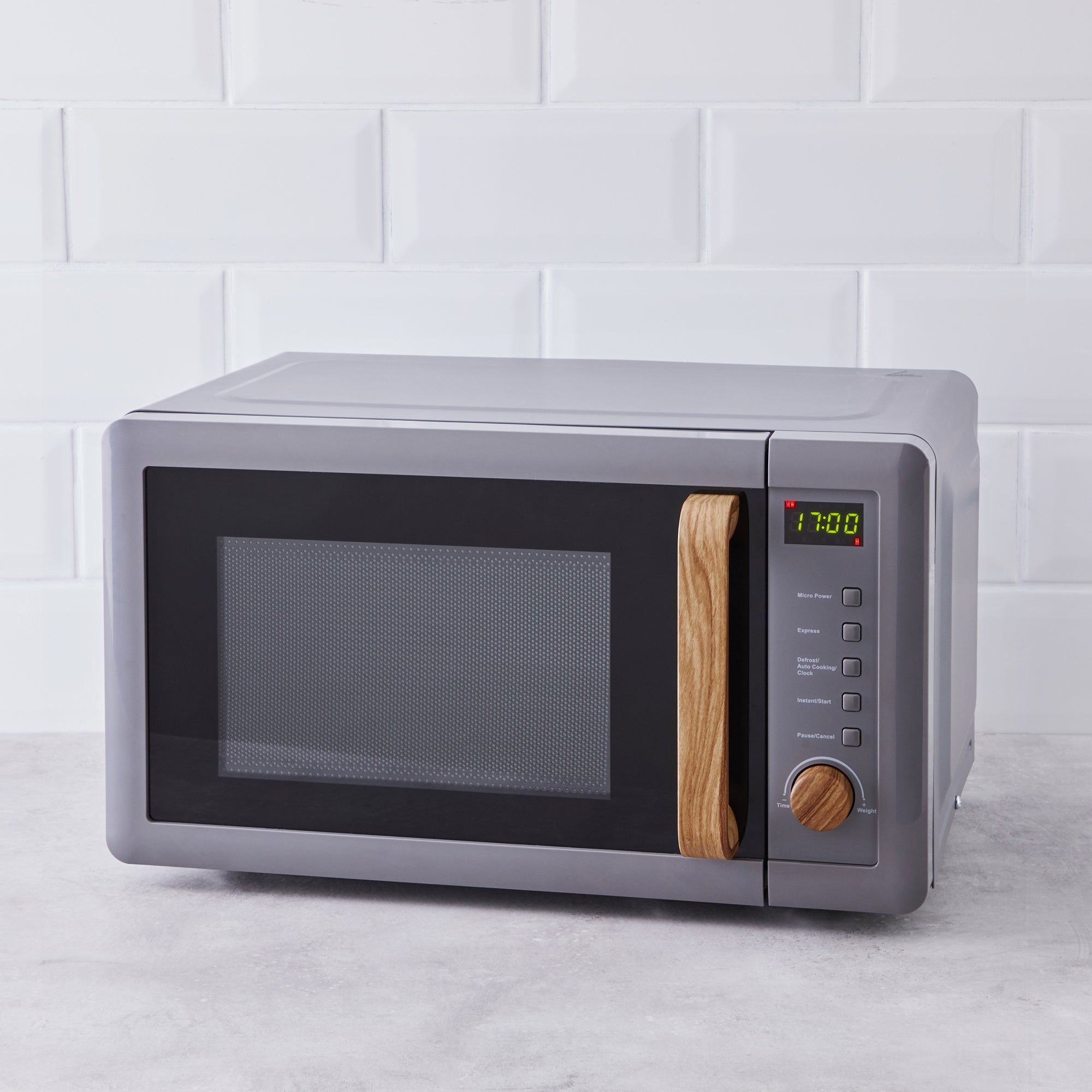 Contemporary 20l 700w Microwave Grey Grey And Brown