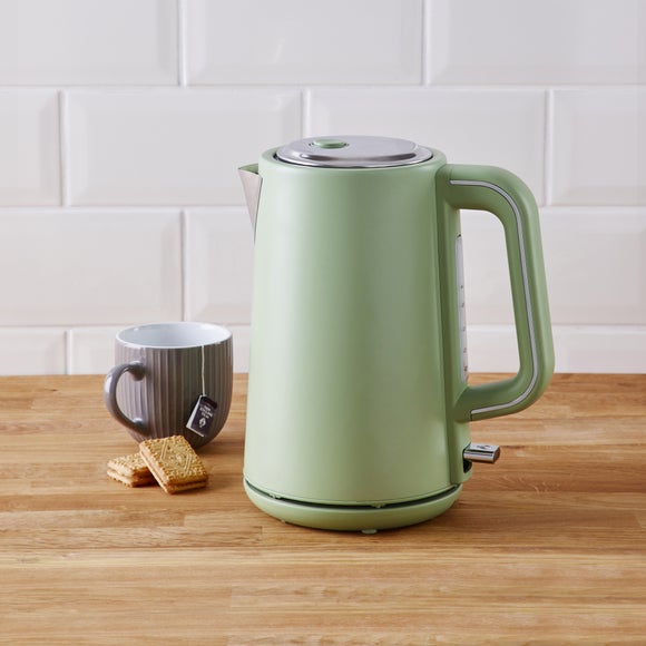 sage green kettle toaster and microwave