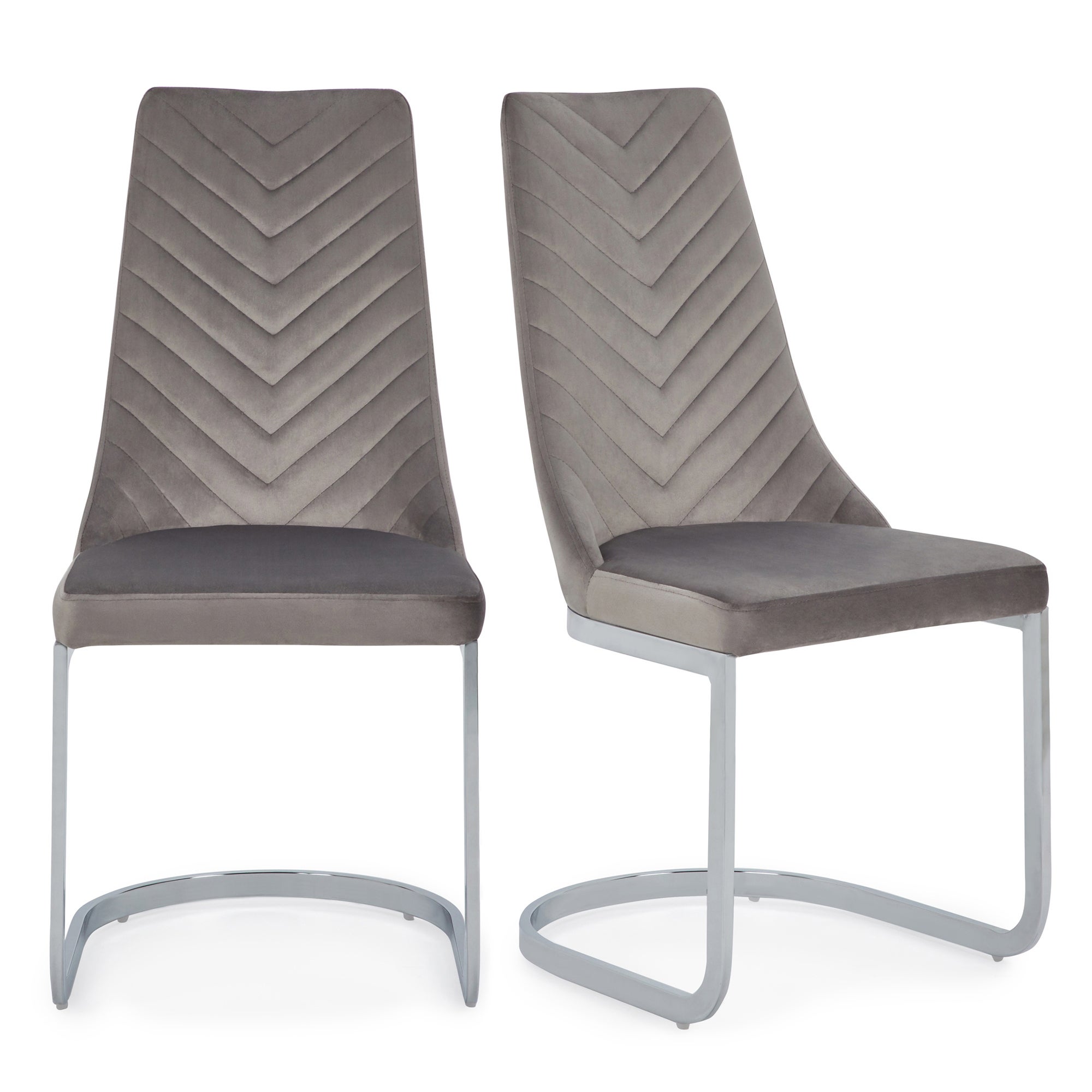 Nova Set of 2 Dining Chairs Grey Brushed Velvet | Dunelm