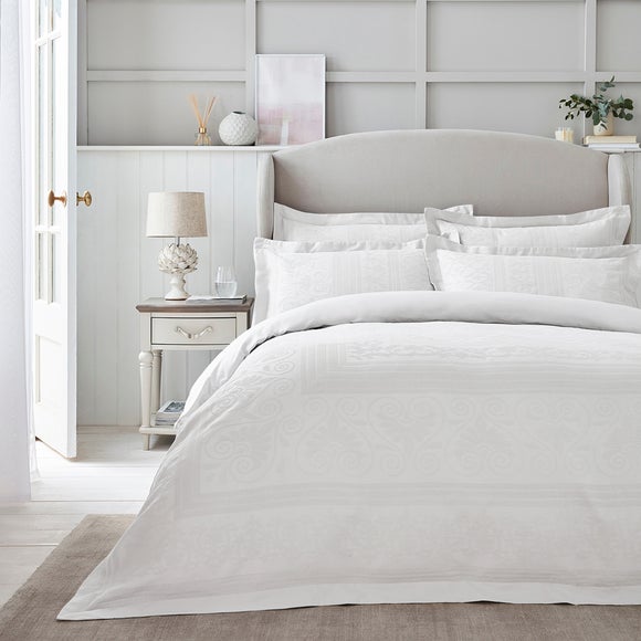 Dorma Purity Paloma 100 Cotton White Jacquard Duvet Cover