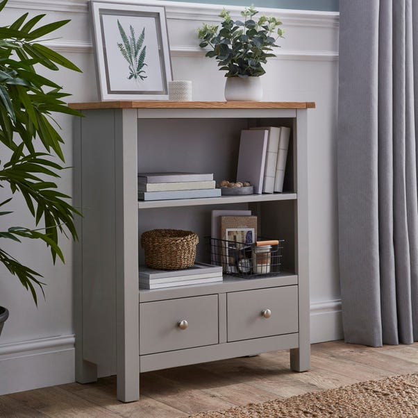 Bromley Grey Low Bookcase Dunelm, Low White Solid Wood Bookcase