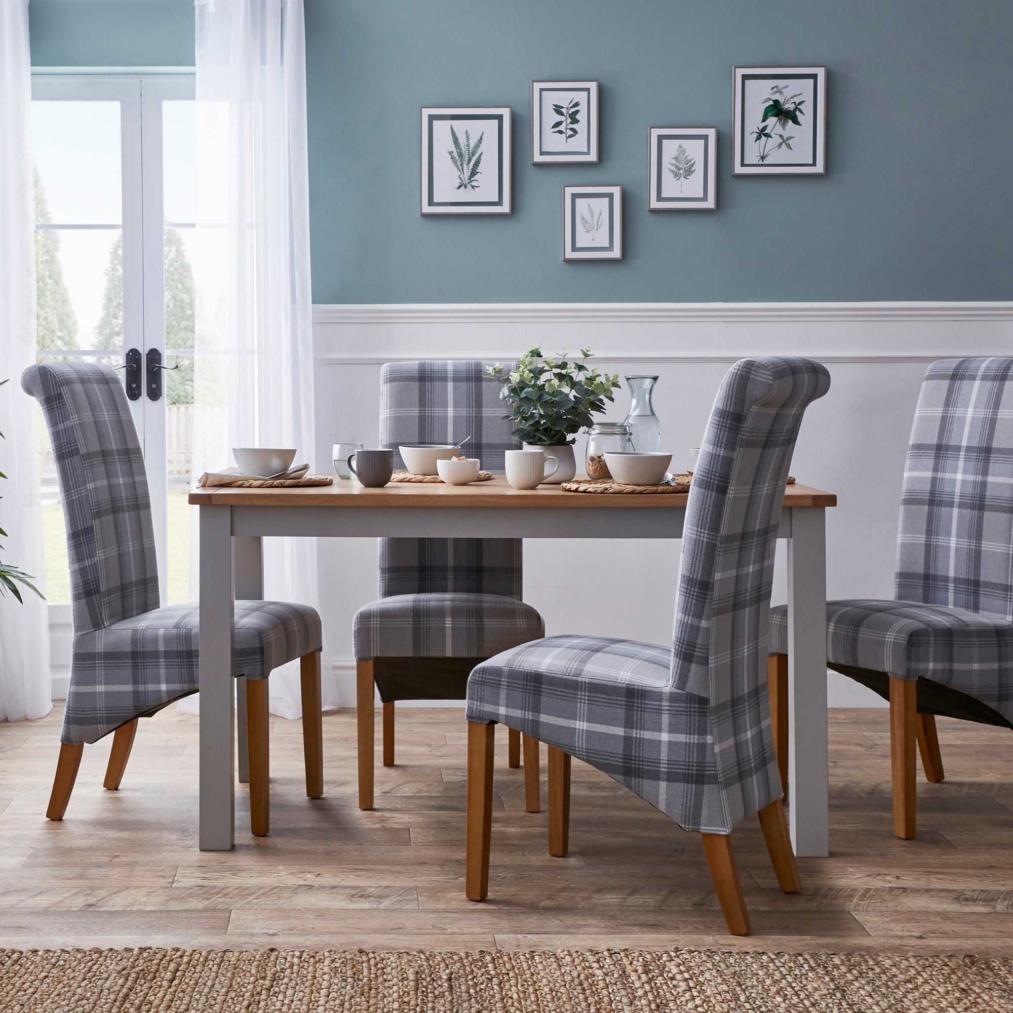 Bromley 4 Seater Rectangular Dining Table Grey Pine Grey And Brown