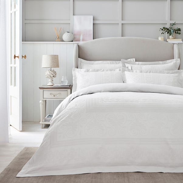 Dorma Purity Paloma 100% Cotton White Jacquard Duvet Cover  undefined