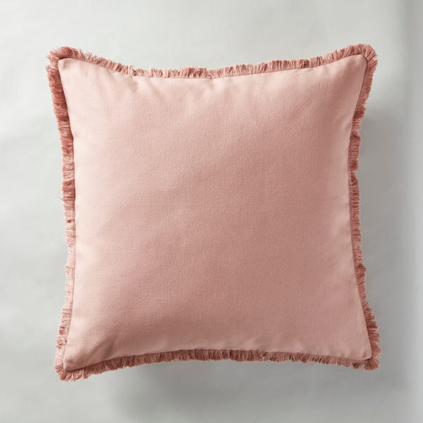 Aida Fringed Cotton Cushion Cover Pink
