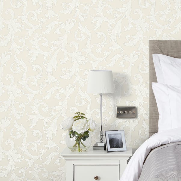 Dorma Acanthus Wallpaper White