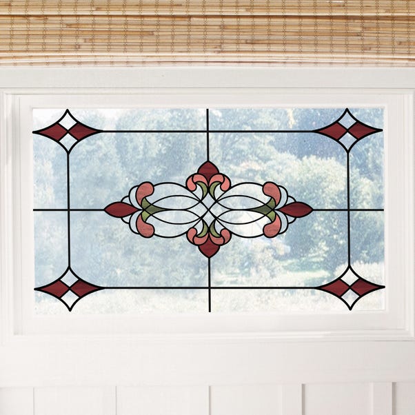 Red Vineyard Static Stained Glass Decal Red