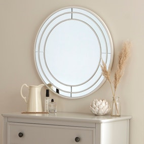 Double Frame Circular Mirror 65cm White